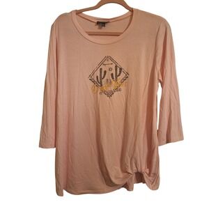 Scarlett Women's Size Large Pink Twist Front Desert Vibes‎ On The Road Again Top